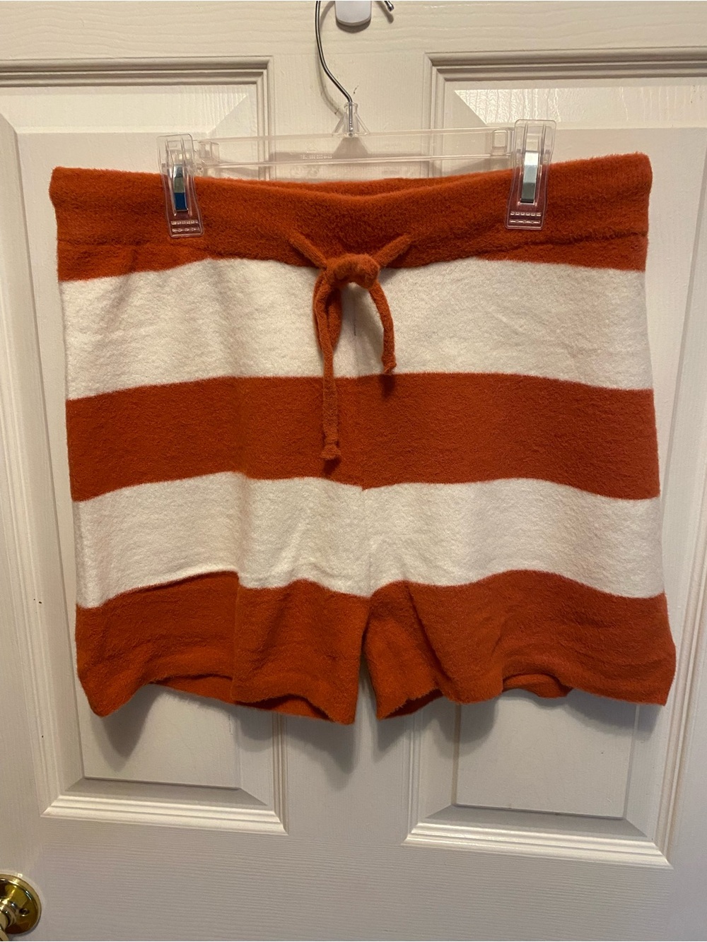 Hem & Thread Orange/Rust and White Striped Knit Lounge Shorts